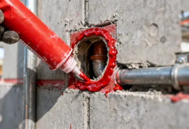 3M fire barrier sealant at pipe penetration